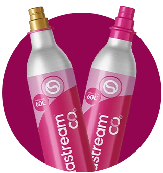 Dwa skrzyżowane naboje Co2 Sodastream